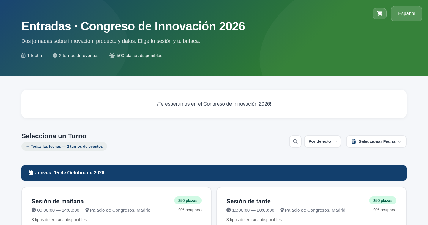 Tienda pública de venta de entradas de QRACCESO Tickets10